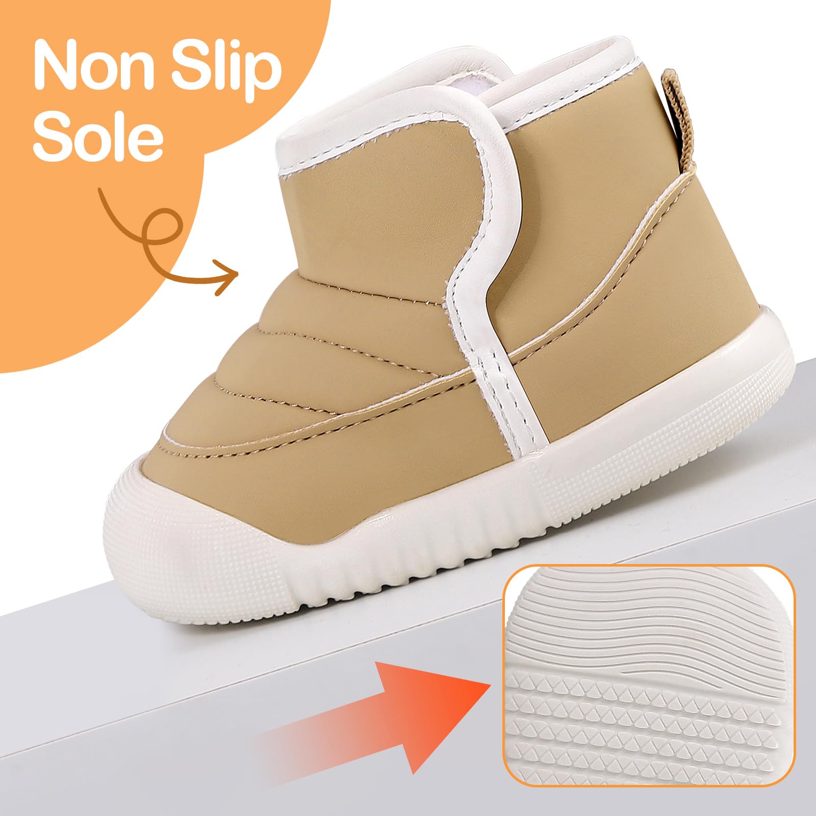 MK MATT KEELY Bottes Bébé Garçon Fille Hiver Bottines Imperméable Enfant Chaussures Peluche Chaud avec Semelle Caoutchouc Antidérapante