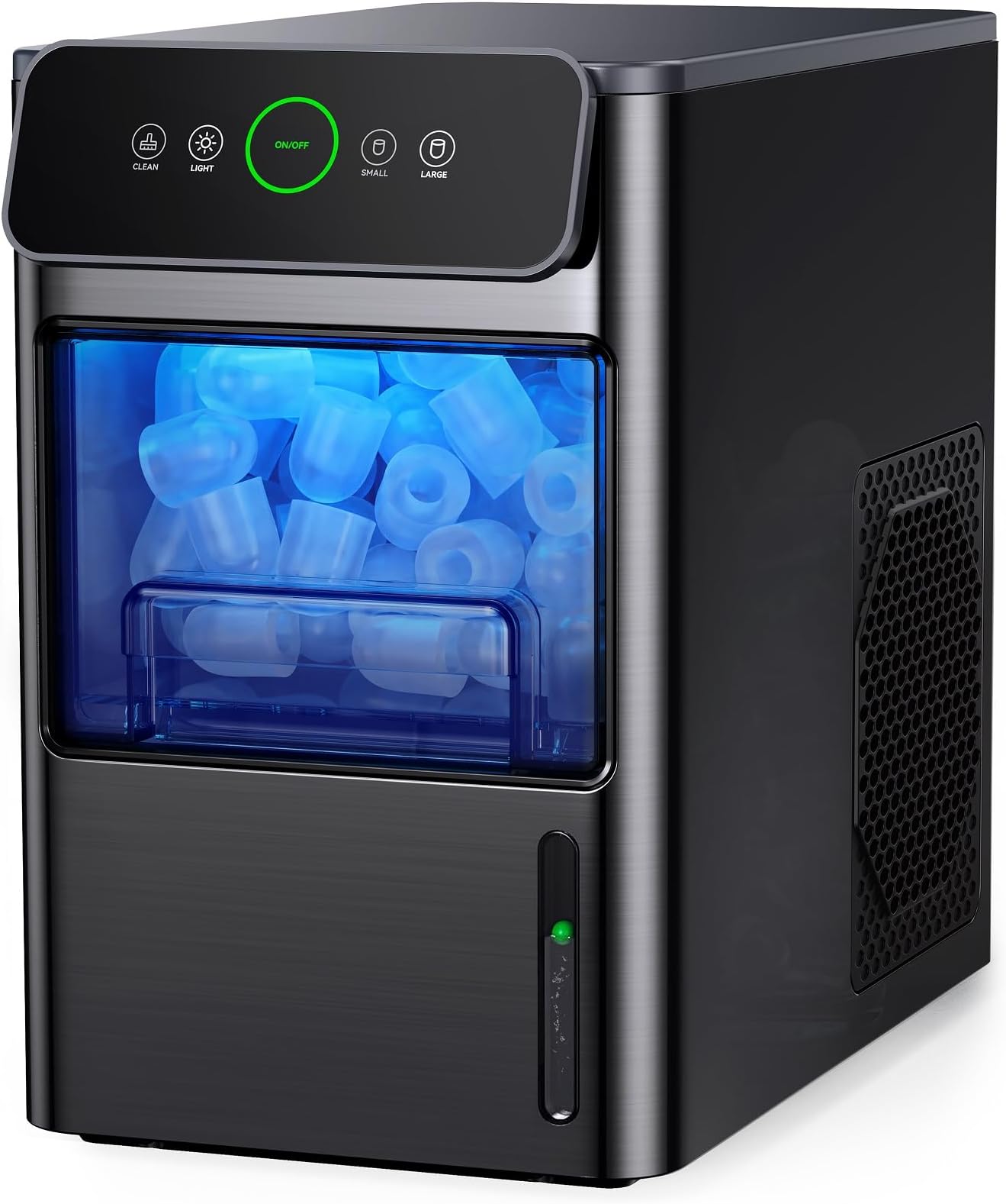 Portable Countertop Ice Maker - 20lbs of Bullet Ice per Day, Makes Ice in 6 Minutes, Stainless Steel with Visible Water Level Window, Ideal for Kitchen, Office, and Camping