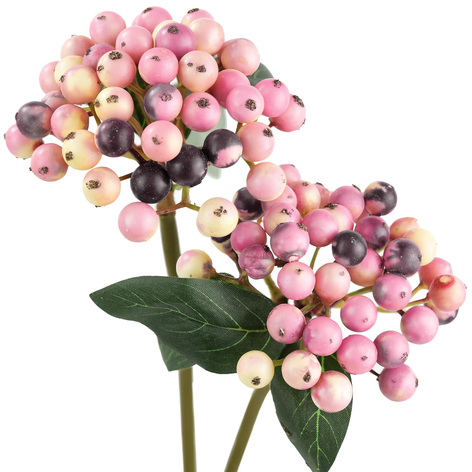 Fiveseasonstuff Blush Violet Real Touch Artificial Holly Berries Flower Arrangements, Christmas Wreath Decorations 2 Stems (Blush Violet)
