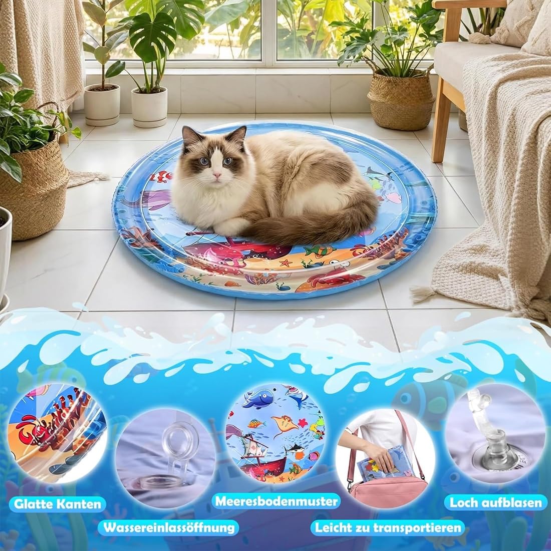 Sensorische Wasserspielmatte für Katzen, Pfotenteich für Katzen(1pc-h)