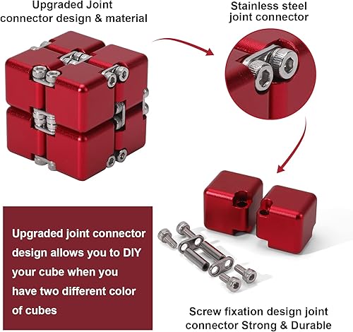 Miniatura 9 de Cubo de aleación de aluminio Lifidea Cubo Infinito de metal Cubo Fidget (5 colores) Juguete de escritorio y de mano con bonito estuche Cubo mágico
