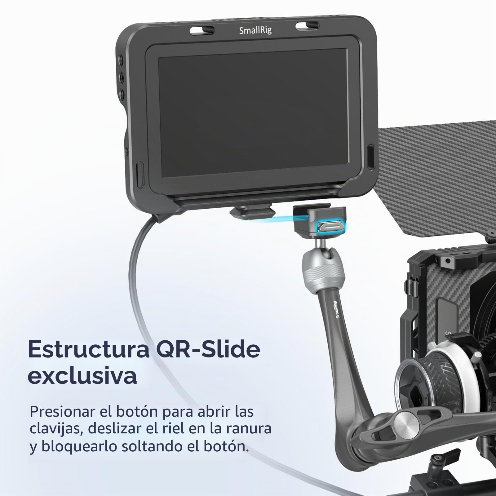 SMALLRIG 11" Roseta Brazo Mágico, Estructura de Liberación Rápida HawkLock H21, con Tornillos de 1/4"-20 y Pasadores Antigiro, para Monitores, Luces, Capacidad de Carga Máxima 3kg - 4489