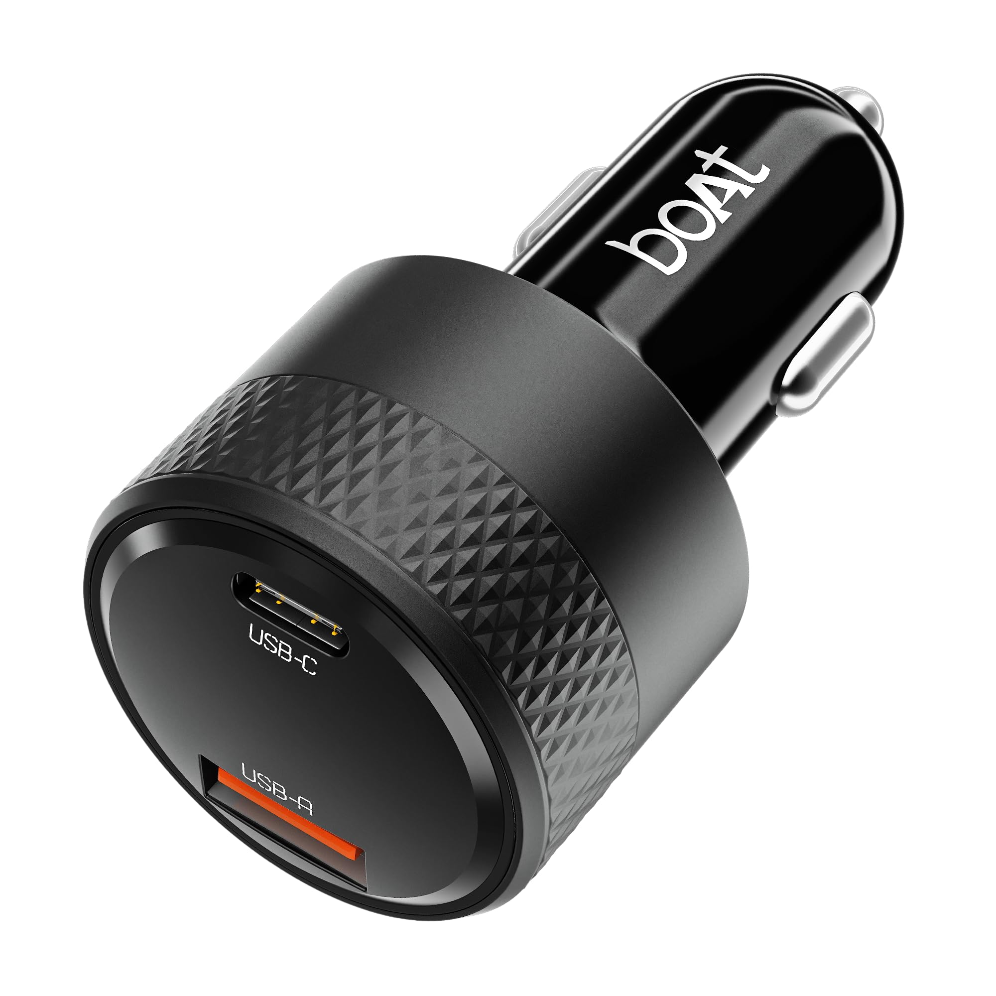 Boat 83W Fast Car Charger, Mobile & Laptop Charging (MacBook & Type C Laptops), Dual Port Fast Charging, 65W Type-C PD &18W USB-A QC, Compatible with iPhone, Android, iPad, MacBook etc (Carbon Black)