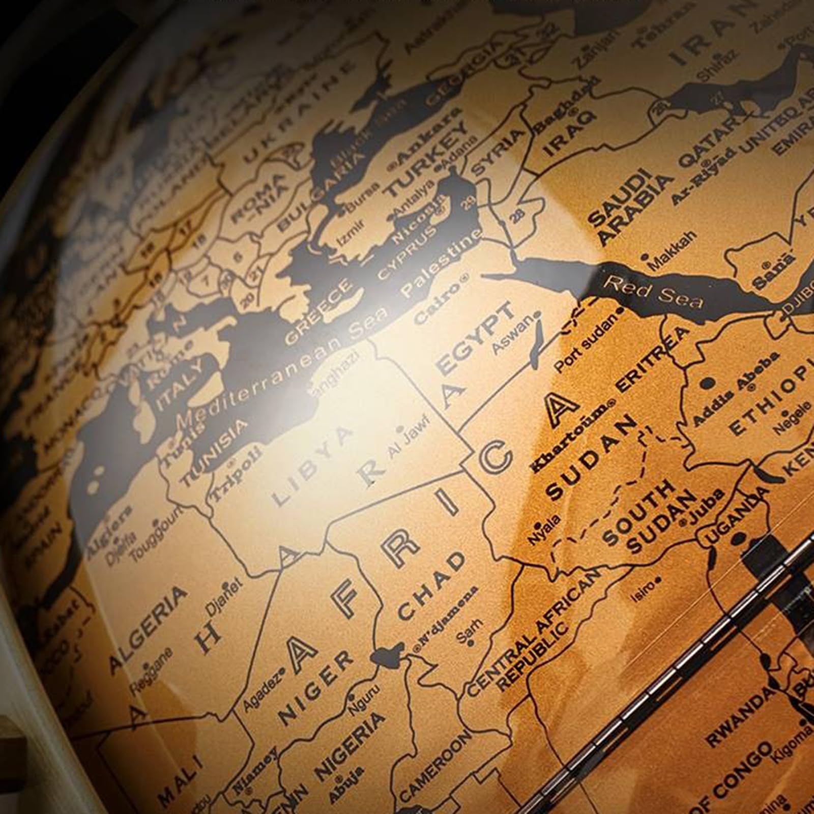 Weltglobus Durchmesser Globus Schwarz Meer Jahrgang Weltclub Antiker Dekorativer Schreibtisch Geografische Drehende Pädagogische Globus Globus für Kinder,A
