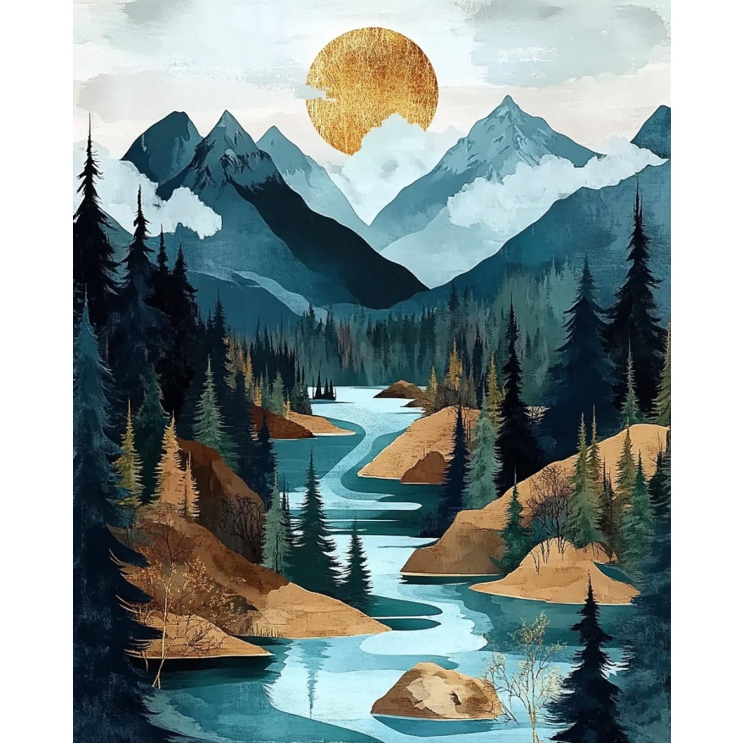 mountain paint by numbers kit for adults beginner landscape oil painting kit adult paint by number kits on canvas sunset diy painting for beginners art by numbers for gifts home wall decor 16x20 inch
