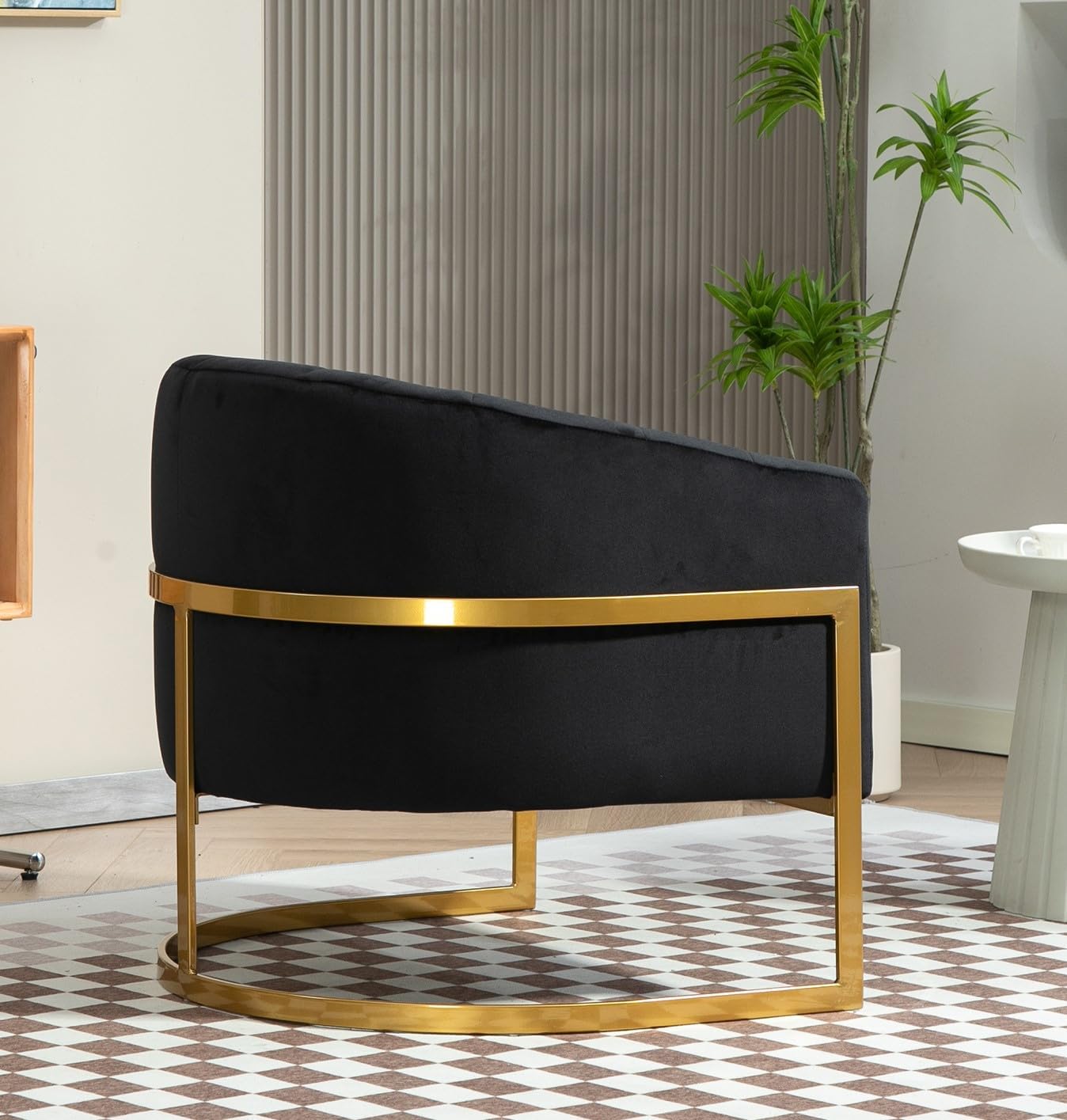 Velvet Modern Accent Armchair - Luxury Gold Frame | Versatile Seating for Living Room, Bedroom, Office, Black