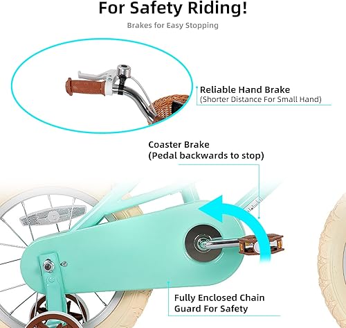 Miniatura 53 de JOYSTAR Bicicleta para niñas de 2 a 12 años, 12, 14, 16, 18 pulgadas, estilo retro, con ruedas de entrenamiento, bicicleta para niños de 20 pulgadas