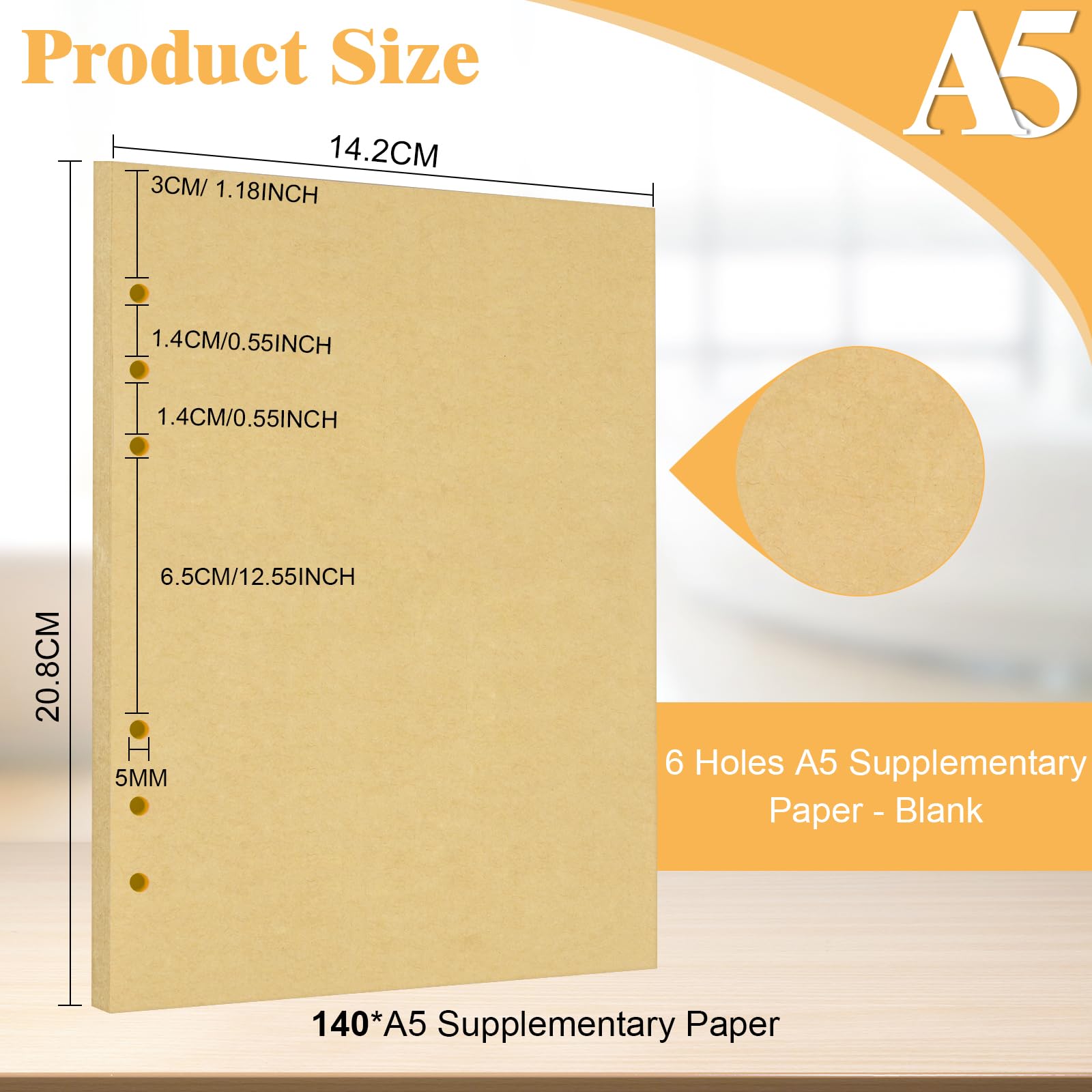 Vicloon A5 Loose Leaf Punched Paper, 140 Pages Blank Refill Paper - Image 2