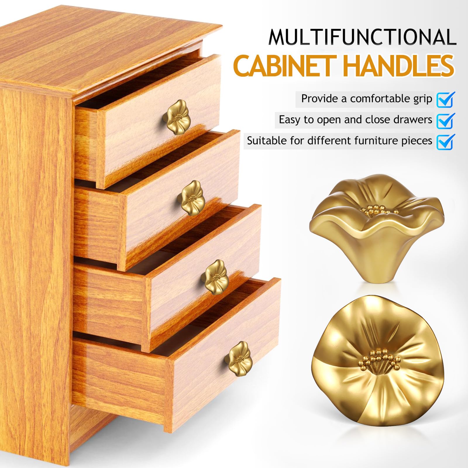 5 Stück Blumenknöpfe aus Zinklegierung in Blütenform Schranktürgriffe mit Elegantem Design Verschleißfest und Komfortabler Griff für Möbel und Schubladen