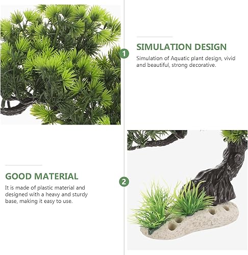 Miniatura 5 de Housoutil Decoración de plantas artificiales de plástico para acuario, planta de árbol bonsái, decoración de peceras, plantas de acuario