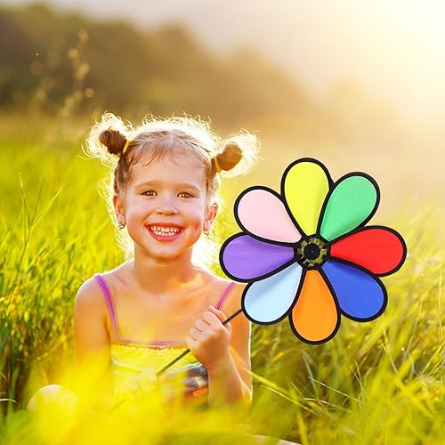 Miniatura 7 de Molino de viento de flores coloridas, molino de viento, 2 piezas, molino de viento de girasol, molino de viento, estaca, césped, patio, fiesta,