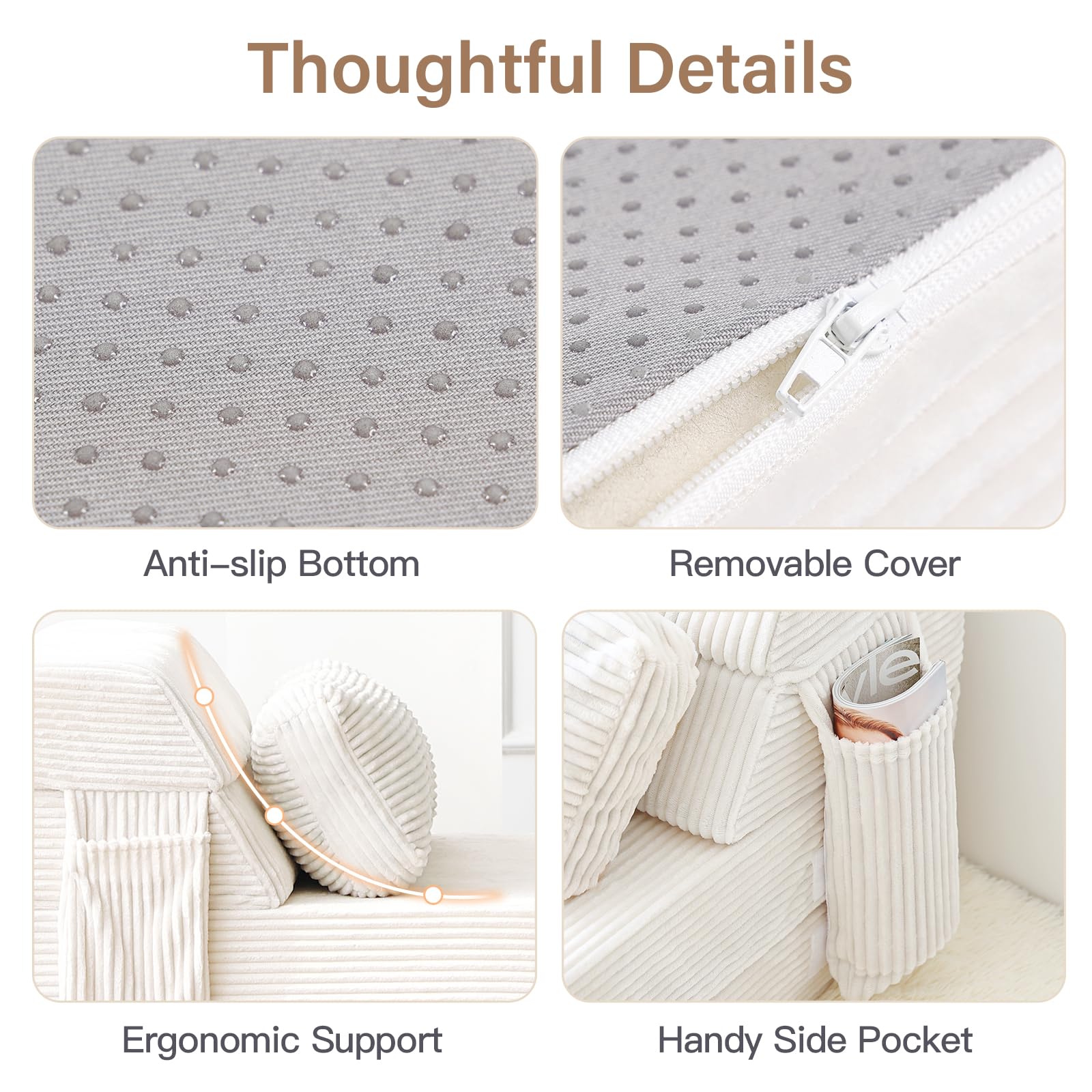 Folding Sofa Bed with Pillow, Convertible Sleeper Chair, Comfy Floor Futon Couch Mattress Lounge Sofa for Adults Portable Fold Out Chair Bed for Living Room Bedroom, Single, Beige
