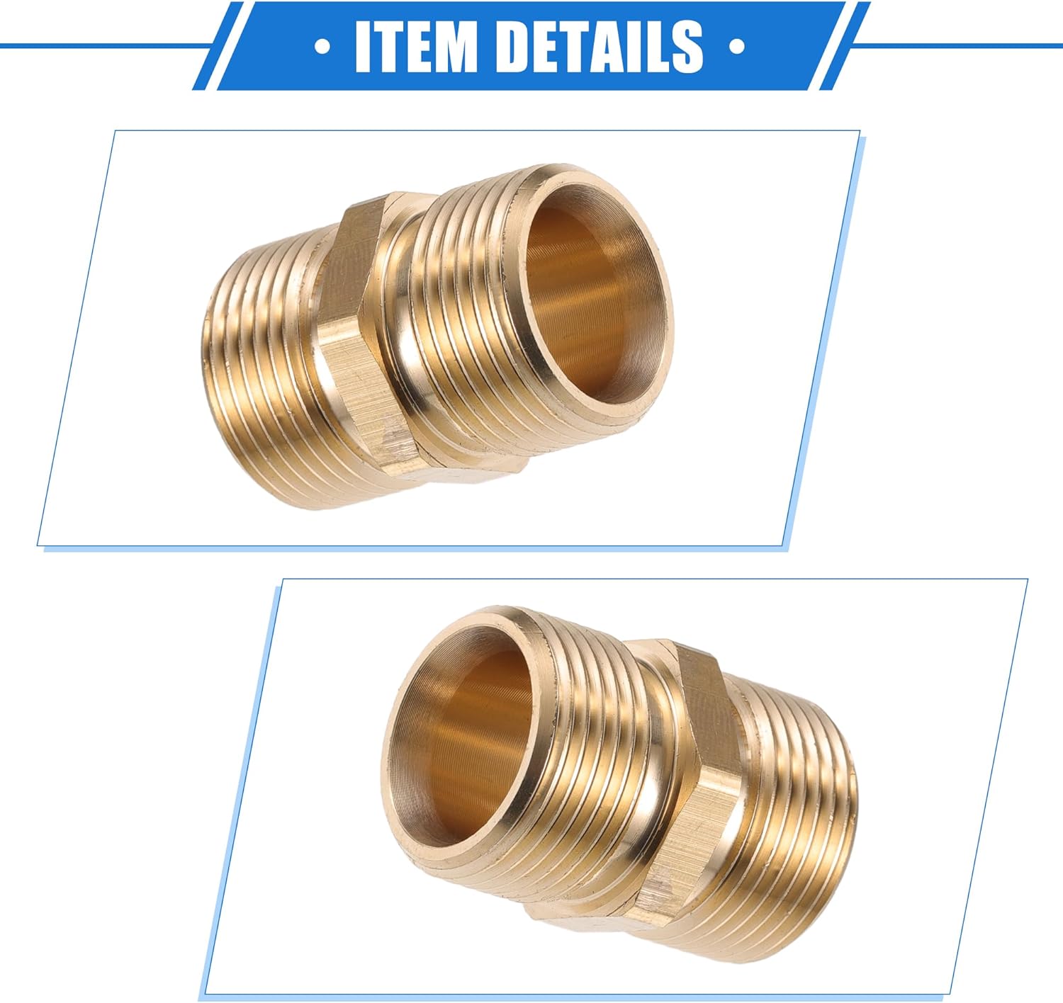 Pressure Washer Connector, 15mm M22x1.5 Male Adapter Brass Screw Hose Connector Universal for Pressure Washer Quick Connect Brass Copper Tone Auto Accessories