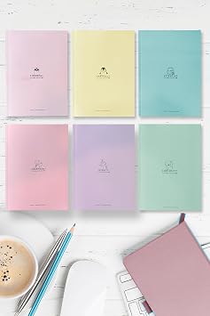 A5 Ebat Kal n Karton Kapakl  Ciltli 6l  Defter Seti 2*  izgili- izgisiz-Kareli 128 Sayfa 90 gram Amerikan Cilt Pastel Seri  ek Kopart Sayfa Mikro Perforaj
