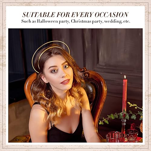 Miniatura 3 de 30 diademas con halo de ángel, corona de halo, diadema de tiara de metal para mujeres y niñas, cumpleaños, alianzas de novia de boda, accesorios de