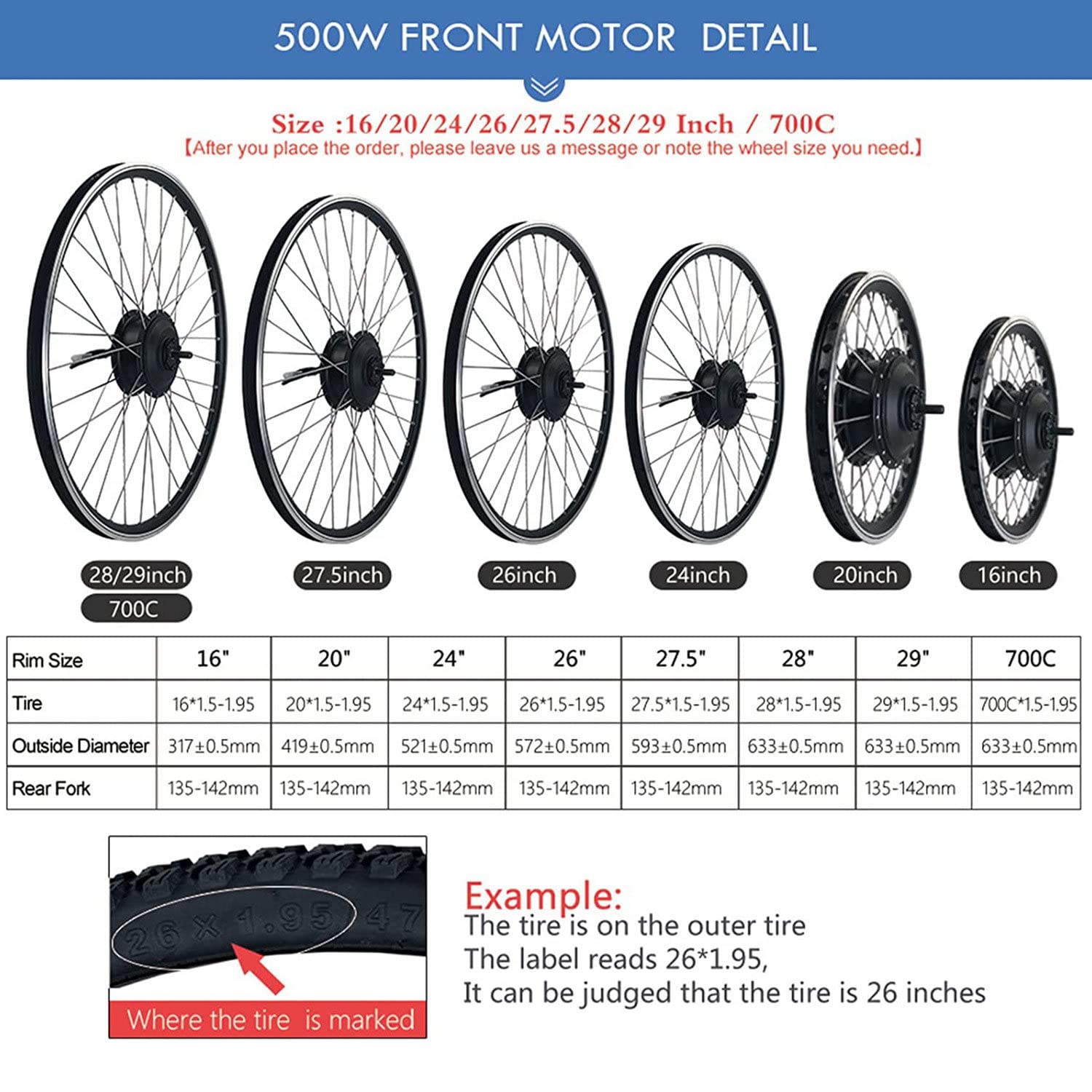 Zestaw do konwersji e-rower 20"/24"/26"/27,5"/28"/29"/700c przednie koło przednie 36V - 48V regulowane w watach 250-1000, zestaw do konwersji e-roweru rower elektryczny Pedelec 48V/350W-28inch