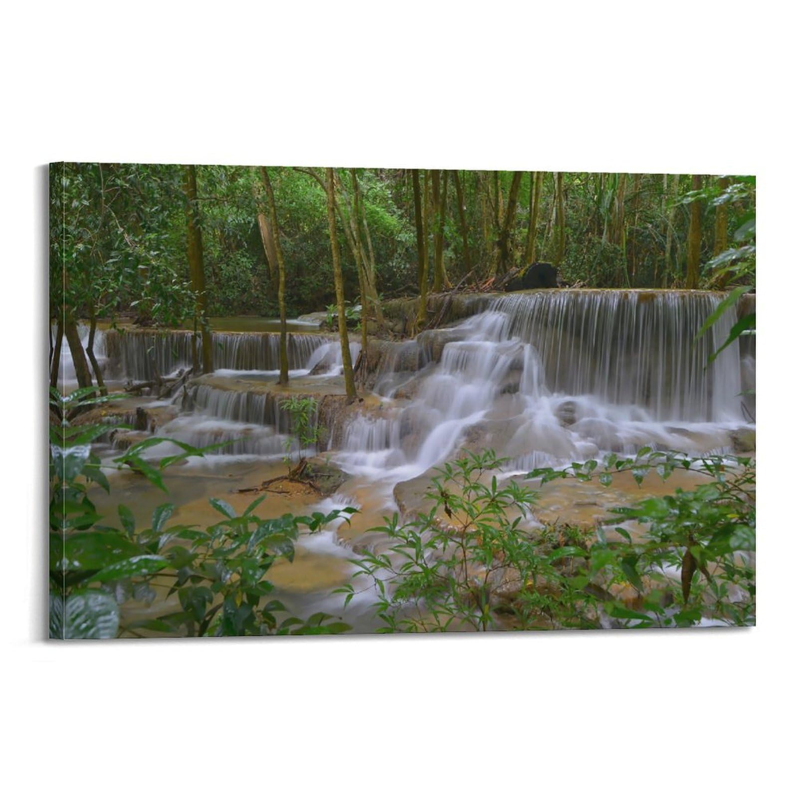 CPGLJD Landscape Art Poster Waterfall And Forest Poster Decorative Painting Canvas Wall Posters And Art Picture Print Modern Family Bedroom Decor Posters 24x36inch(60x90cm)