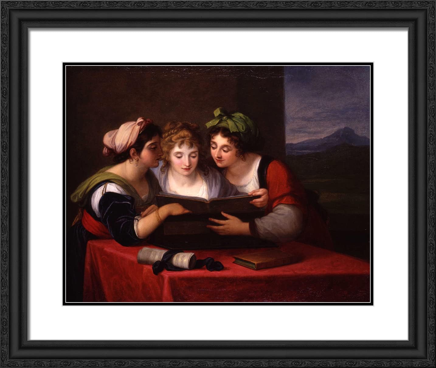 ArtDirect Kauffman, Angelica 24x20 Gold Ornate Framed Art Print with Double Matting Titled: Three Singers