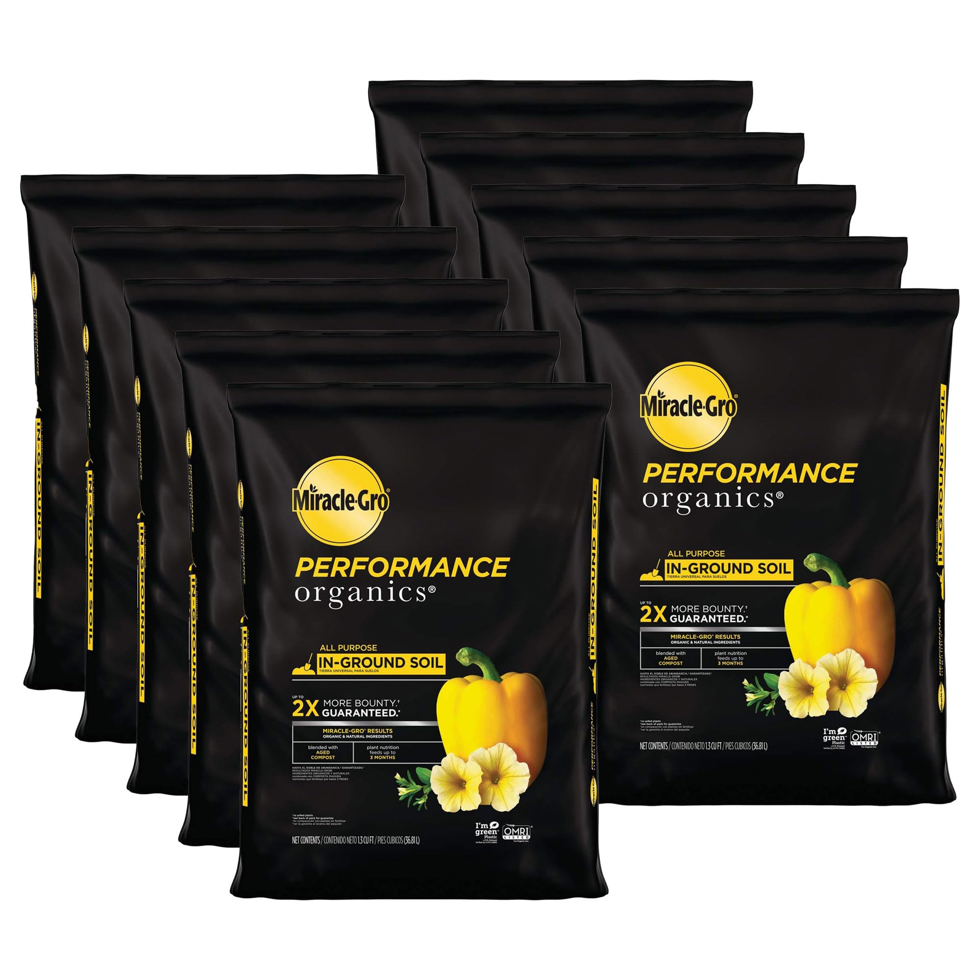 10 Pack Performance Organics All Purpose In-Ground Garden Soil with Organic and Natural Ingredients, Feeds Vegetables, Flowers and Herbs for Up to 3 Months, 1.3 cu. ft.