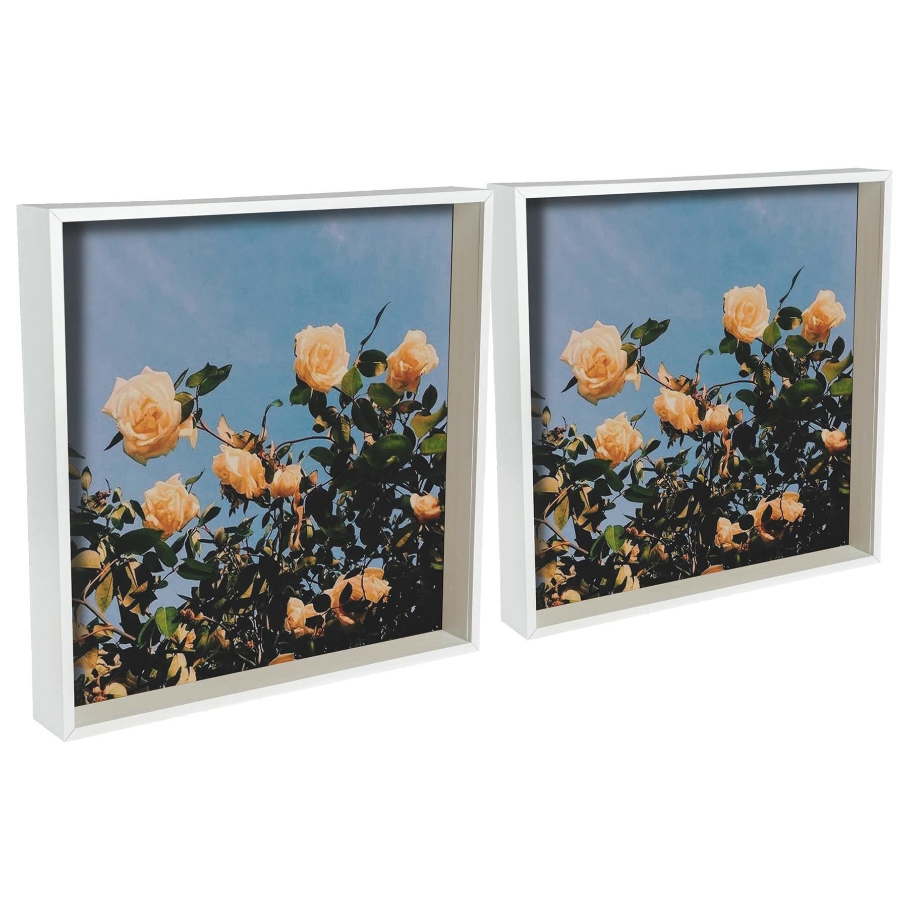 Nicola Spring White 3D Shadow Box Photo Frames - 16X16 (40X40cm) - Pack Of 2 - 3D Photo Frame Box Picture Frame Deep Box Large Square Display Case For Crafts, Keepsakes, Wedding, Graduation