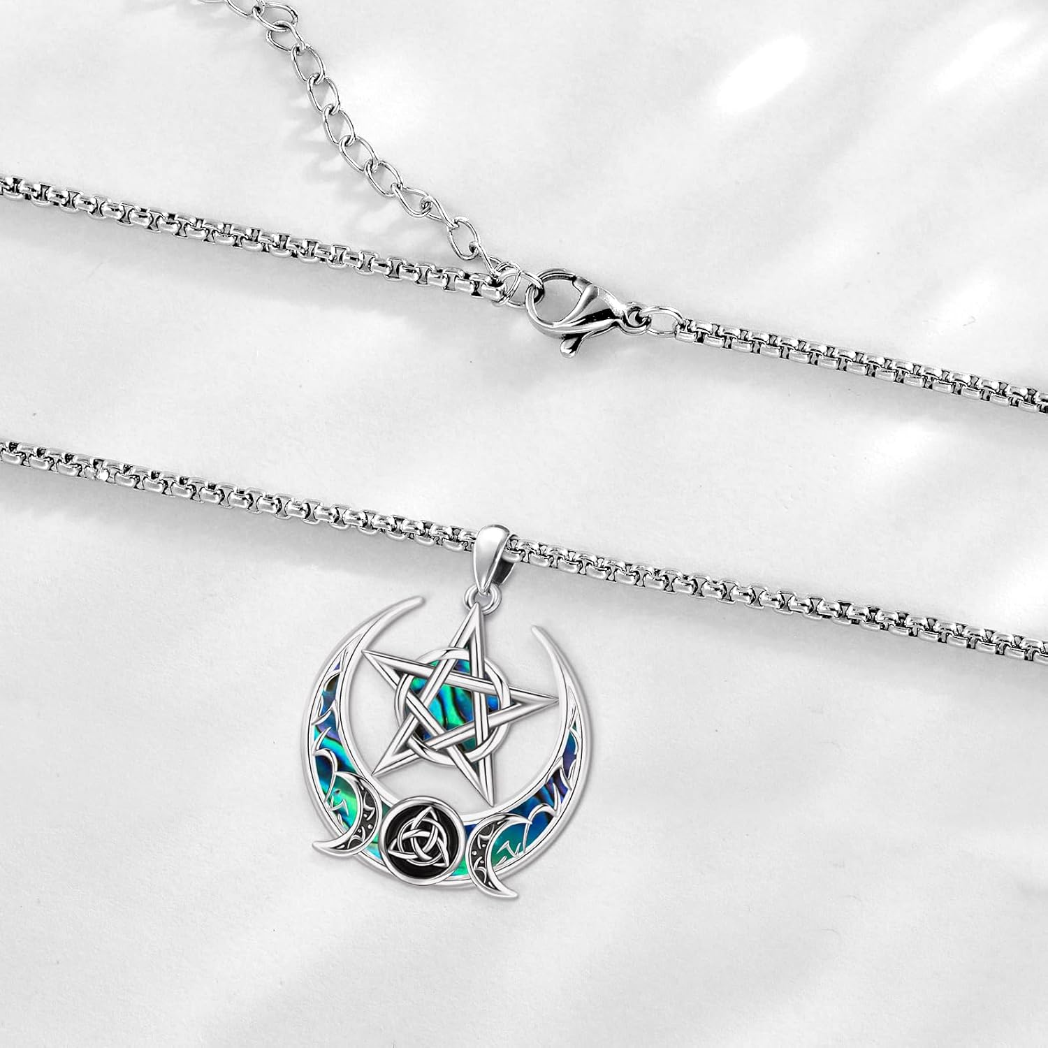 Pentagram/Celtic Knot/Witches Knot/Santa Muerte/Triple Moon Goddess/Baphomet/Hecate Necklace Sterling Silver Magic Wiccan Amulet Pagan Jewelry for Women Men - Image 3