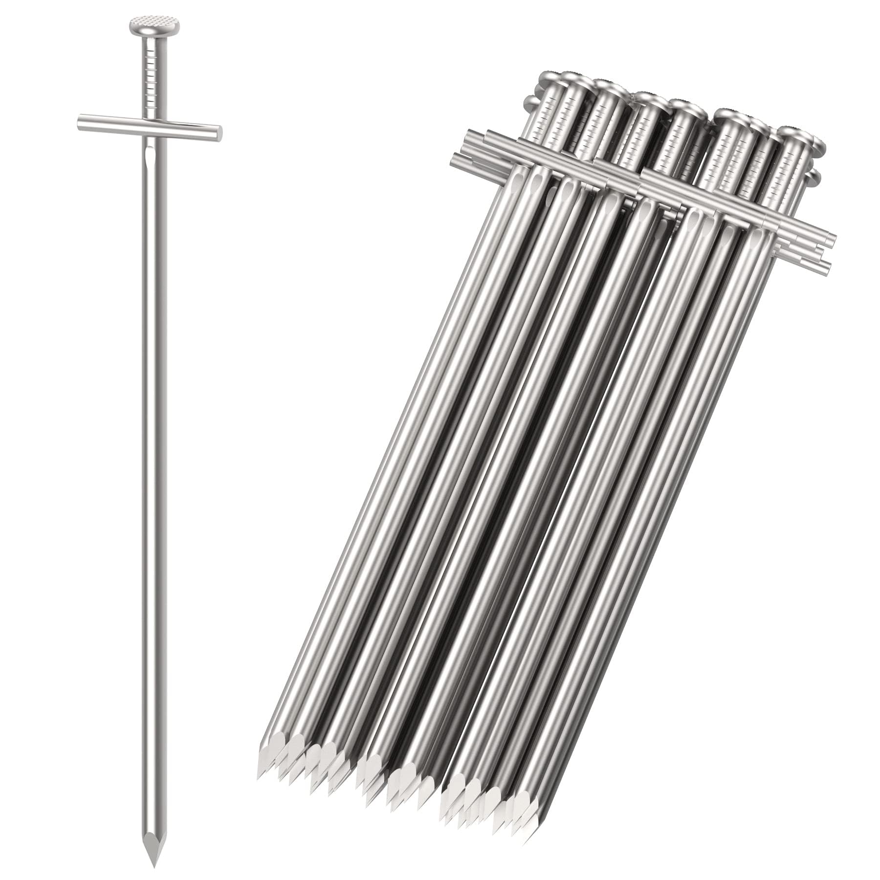 50 Piquets de Tente en Acier, 23cm Long, Antirouille, pour Sols Durs et Normaux, Résistant aux Tempêtes