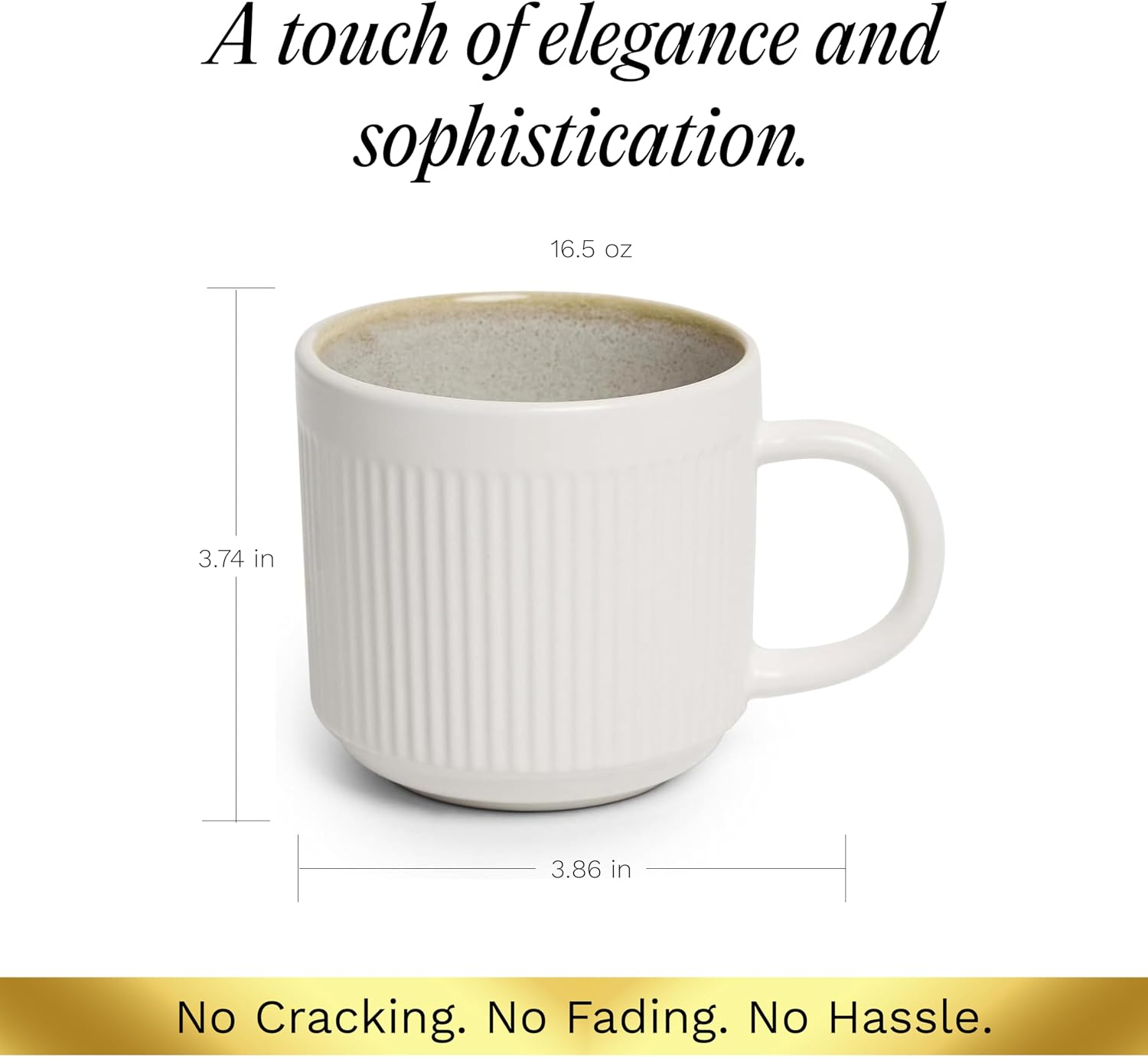 SANGO Anderson Cream Coffee Mugs Set of 4, 16.5 oz Stoneware Coffee Mug Set, Big Ceramic Tea Cup with Reactive Glaze for Cappuccino, Latte, Large Coffee Cups with Handle, Microwave & Dishwasher Safe image 3