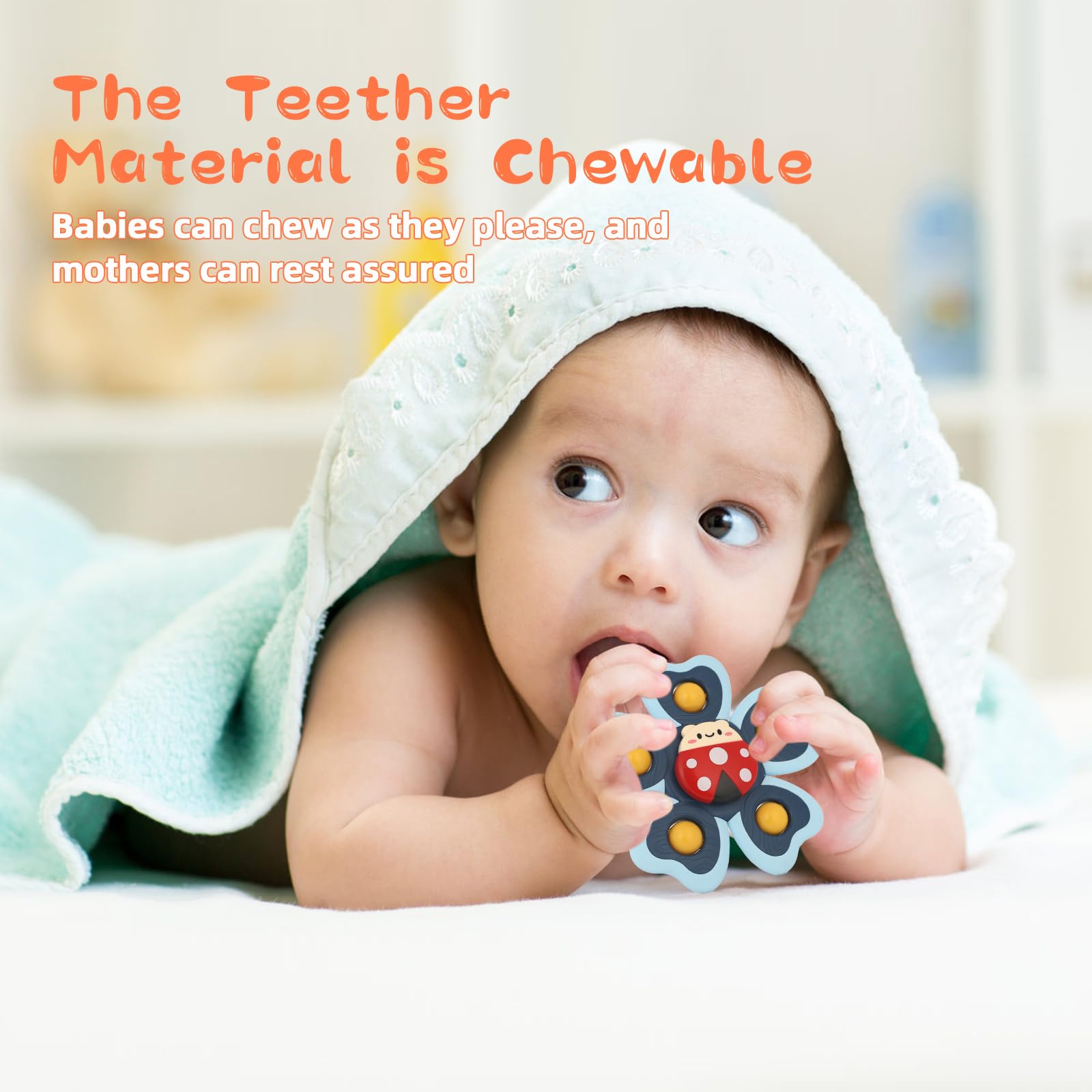 Giocattoli Da Bagno Con Ventose, 4 Pezzi Con Animali Girevoli Per Neonati 6-9 Mesi E Bambini 1 Anno, Set Sensoriale Per Vasca E Seggiolone