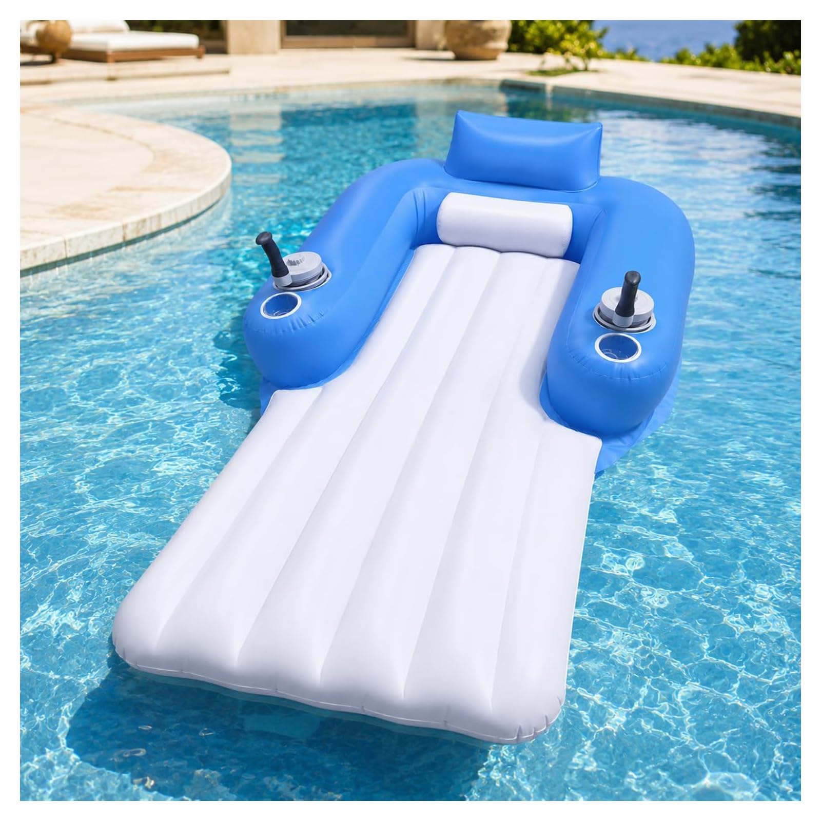 ZHENYUWANG Electric inflatable lounge chair, suitable for pools, lakes, and beaches. Rectangular