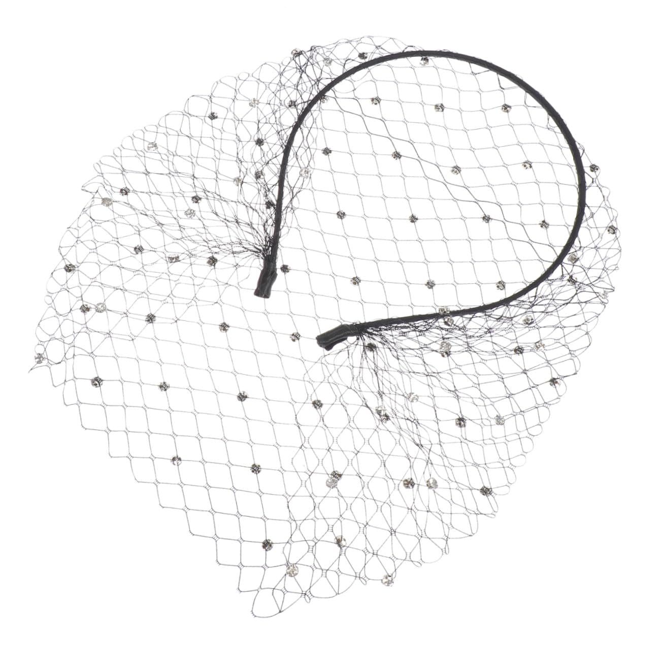 VALICLUD Diadema Velo de Gemas de Imitación en Malla Negra, Accesorio Cabello para Novia y Fiestas, Material de Gasa, Diseño Elegante y Delicado