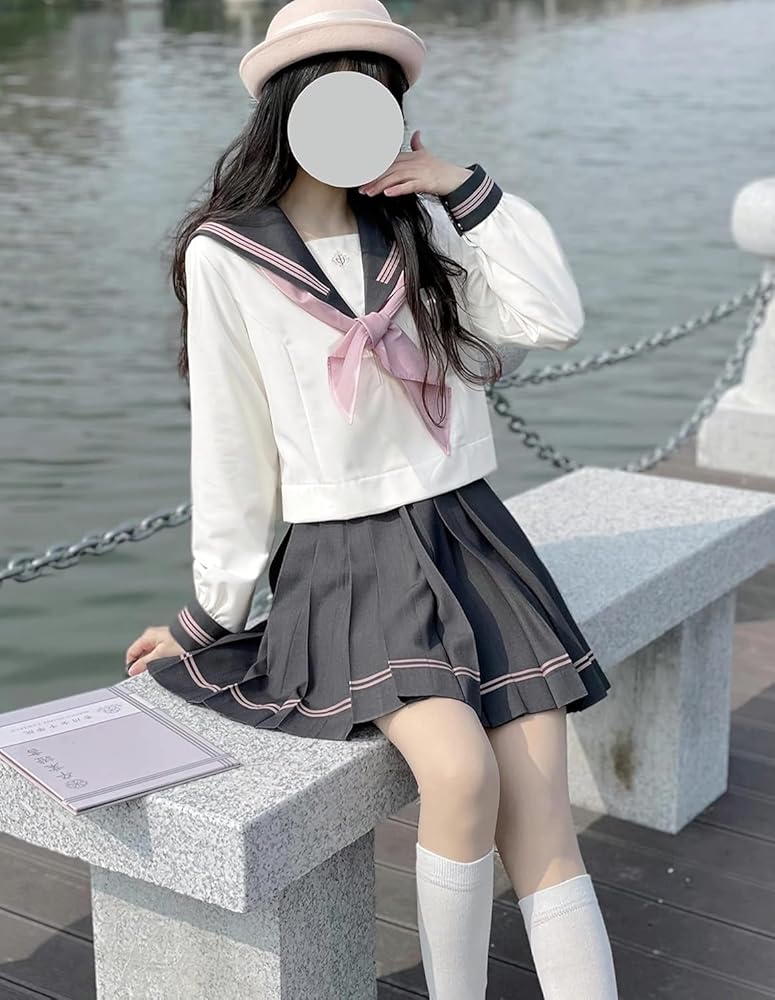 Amazon.co.jp: [TAOTAO] グレー ピンク セーラー服 長袖 半袖