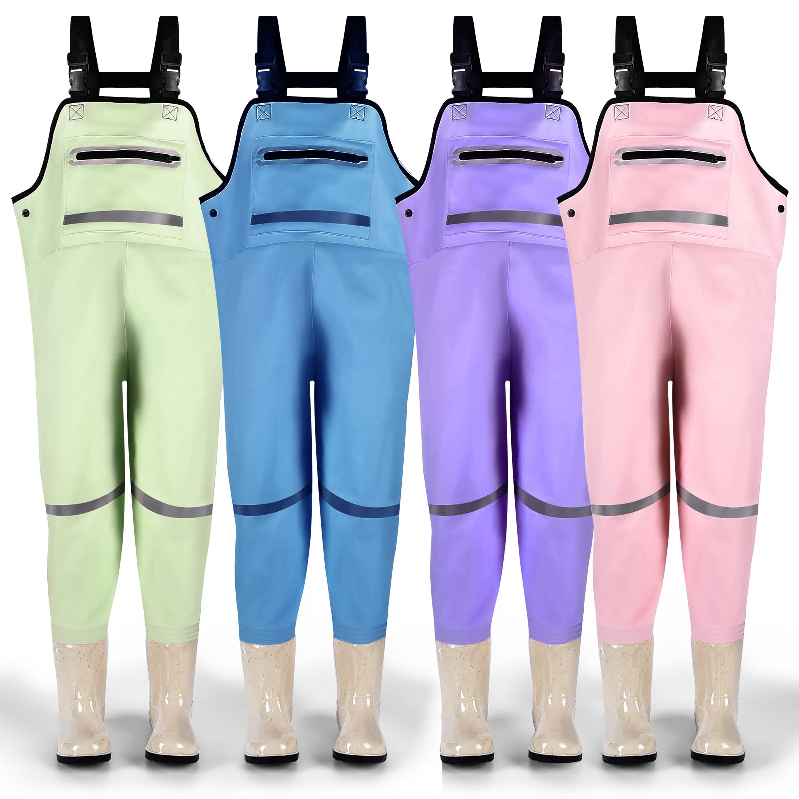 IEEILULU Pantalones de Pesca con Botas, Vadeador para Niños Jóvenes, Niños Pantalones de Pesca Impermeables Transpirables 28-35, Vadeadores de Pesca para Regalo