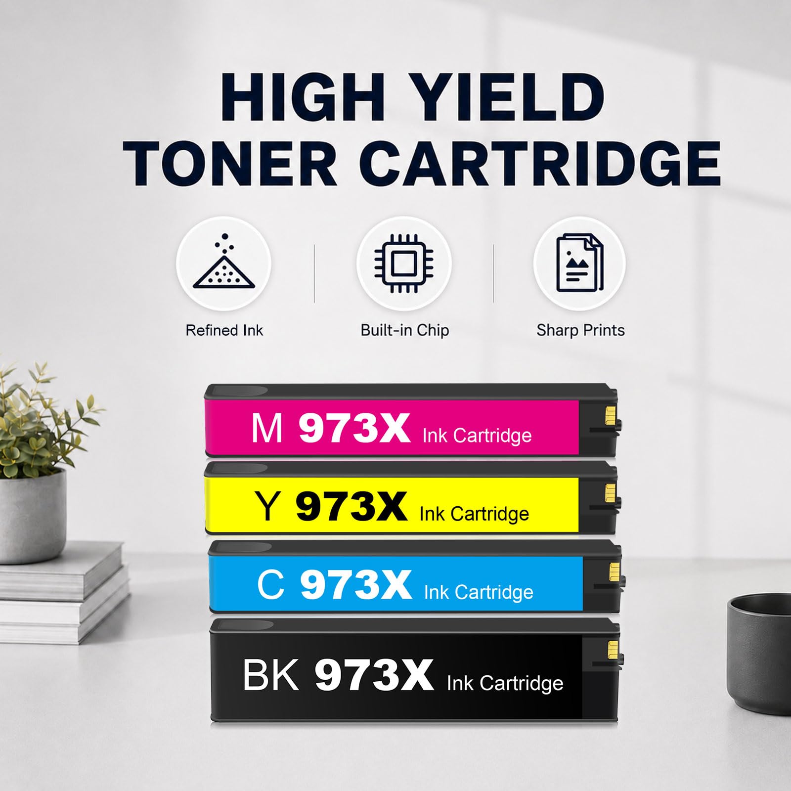 973X Cartouches d’Encre compatibles avec HP PageWide Pro 452 477, Lot de 4