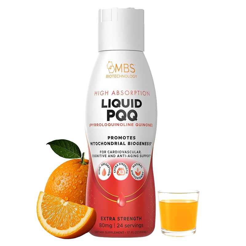 MBS Biotechnology Suplemento antioxidante líquido de PQQ (pirroloquinolina quinona) 80 mg, 473 mL