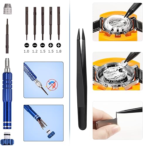 Vista 6 de JOREST Watch Repair Kit, for Watch Battery Replacement & Watch Link Removal and Resizing & Watch Opener, Watch Repair Screwdriver Set, Watch Wrench