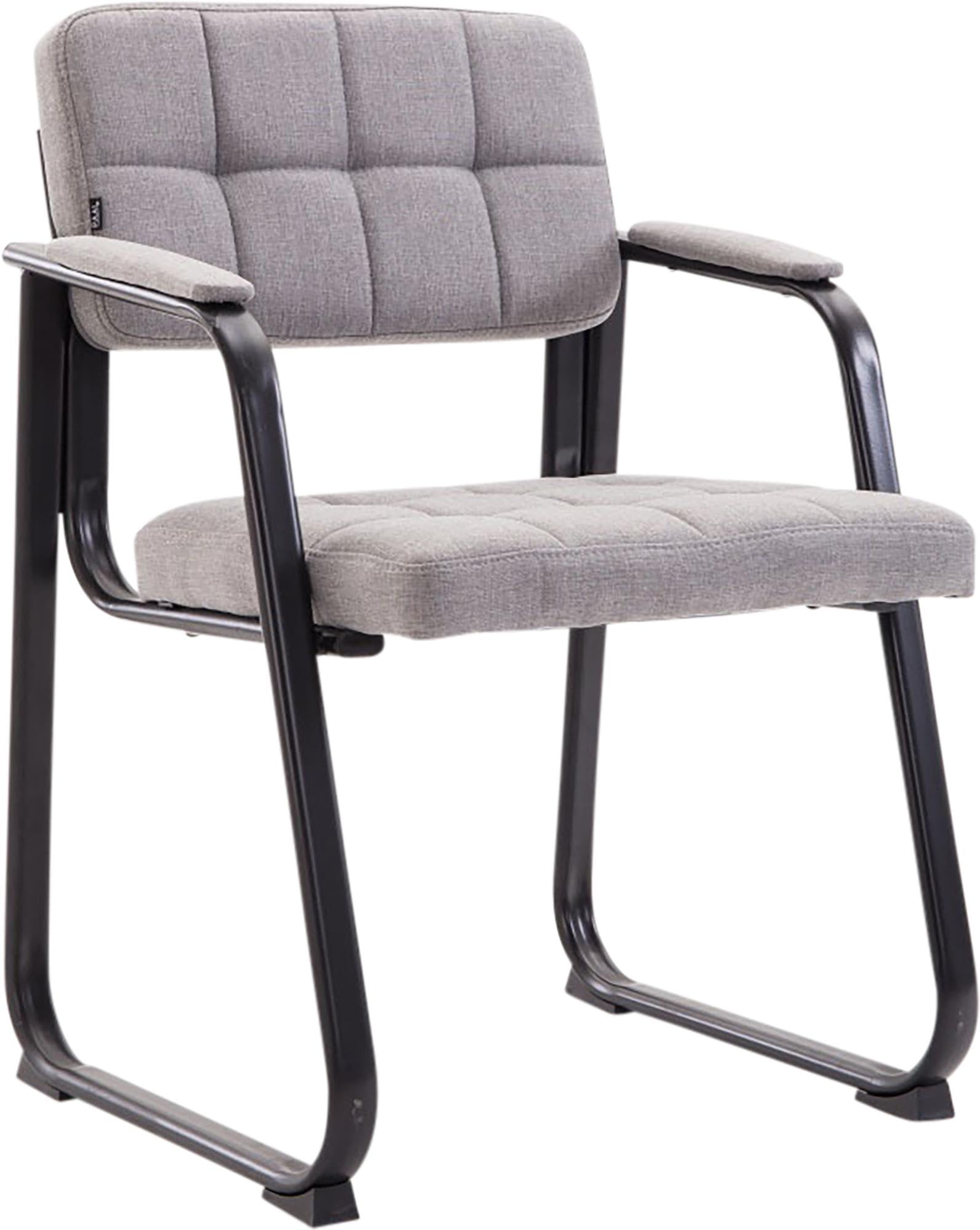 CLP Chaise avec Accoudoirs Canada B Rembourrée, Visiteur & Conférence, Tissu, Piétement Métal Noir Mat, Salle d'Attente, Couleur:Gris Clair