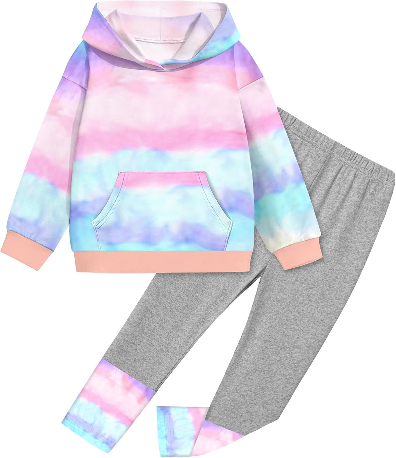 Toddler Girl Clothes Tie-Dye Stripe Color Block Toddler Girls Clothes Little Girls Kids 2pcs Outfits Hoodie Leggings