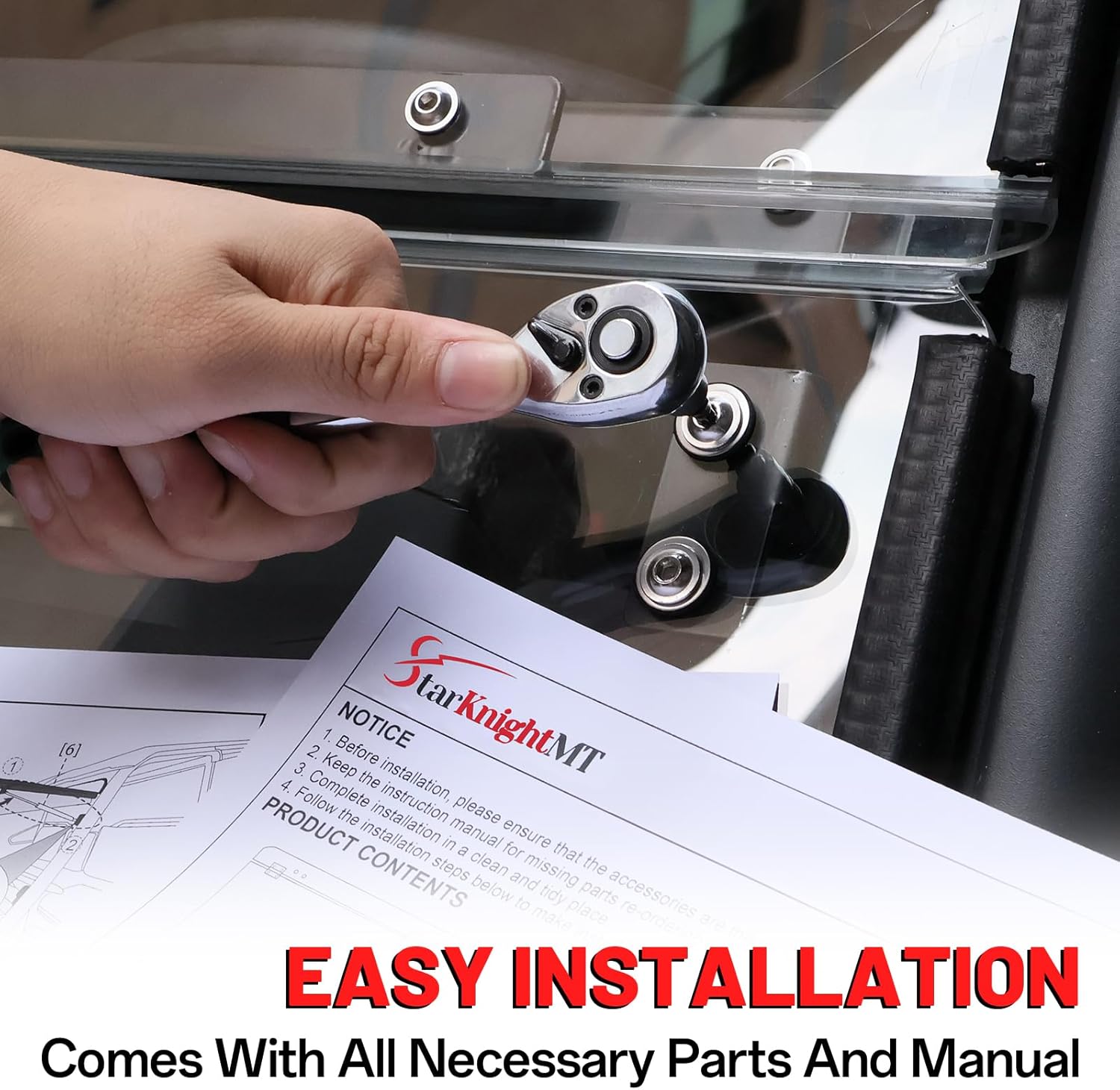 StarknightMT UFORCE 1000 Flip Windshield, UTV Front Full Windshield Compatible with CFMOTO UFORCE 1000/1000 XL 2019-2025, UFORCE 1000 Accessories Front Window