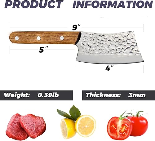 Miniatura 2 de Kitory Mini cuchillo de carnicero multifuncional de 4 pulgadas, cuchillo de chef de cocina china, hoja pequeña con mango largo y cuchillo para picar