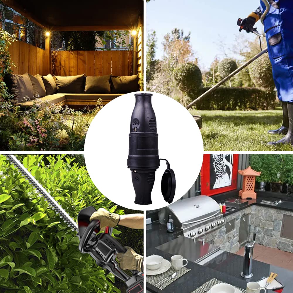 XIIW Enchufe Schuko (5 macho + 5 hembra) | Resistente a impactos y calor 80°C | 16A-250V-4000W | Pack de 5+5 clavijas y tomas para cables de 0,5-3 mm², apto para exterior, camping, talleres y obras