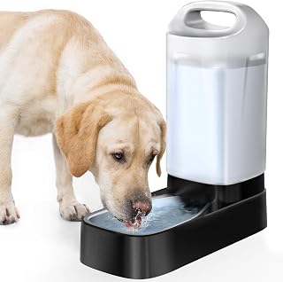 PETNF 2.4 Gallon Automatic Gravity Dog Water Dispenser - Stainless Steel Anti-Splash Bowl, Ergonomic Handle, Easy Clean Multi-Pet Feeder