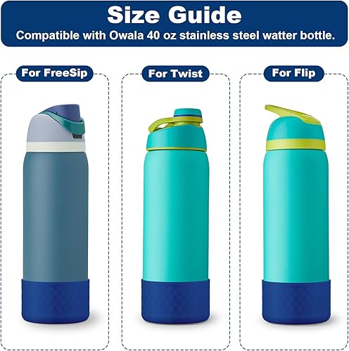 Miniatura 2 de Bota de silicona para botella de agua Owala de 40 onzas, funda protectora antideslizante para botellas de agua de acero inoxidable, cubierta