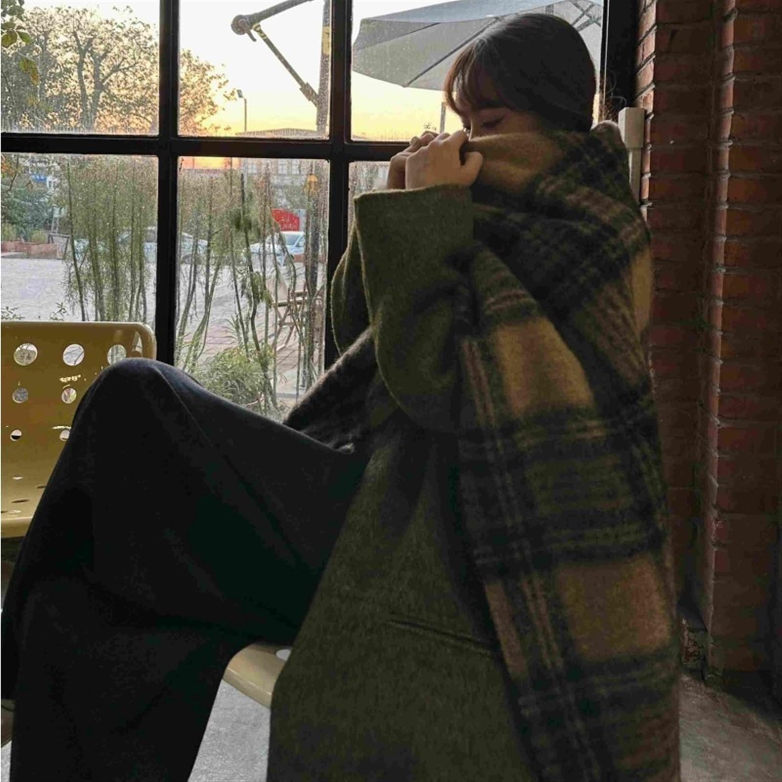 Sciarpa da donna Sciarpa Scozzese In Lana Di Alpaca E Mohair, Scialle In Lana Autunnale E Invernale Da Donna, Sciarpa Calda Con Nappa Spazzolata Scozzese Sciarpe calde invernali