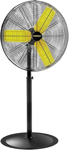 Ventilador de pedestal industrial comercial de 24 pulgadas oscilante, 7800 CFM, ventiladores industriales resistentes con 3 velocidades,