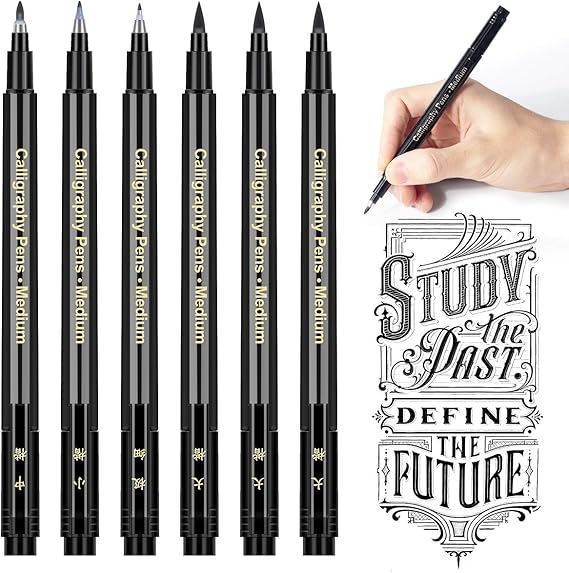 APOGO Calligraphy Pens Calligraphy set for Beginners Brush Pens 6 Pack