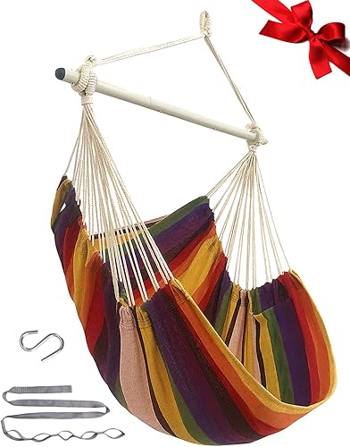 Hamaca para interior y dormitorio, con barra separadora de acero de 500 libras, con anillos antideslizantes, para interiores y exteriores
