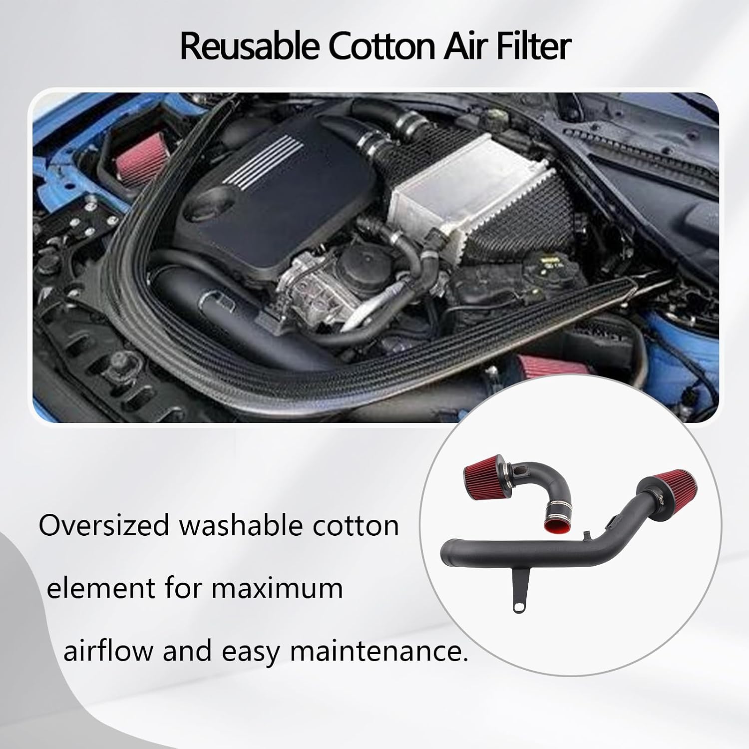 Cold Air Intake Kit Compatible with 2015-2020 BMW M3 F80 M4 F82 F83 S55 3.0T Turbo Cold Air Intake Induction System