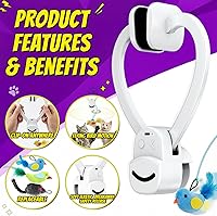 Vista 4 de Juguetes interactivos para gatos de interior: varita de plumas de ave voladora automática, ejercicio de persecución, enriquecimiento, estimulación