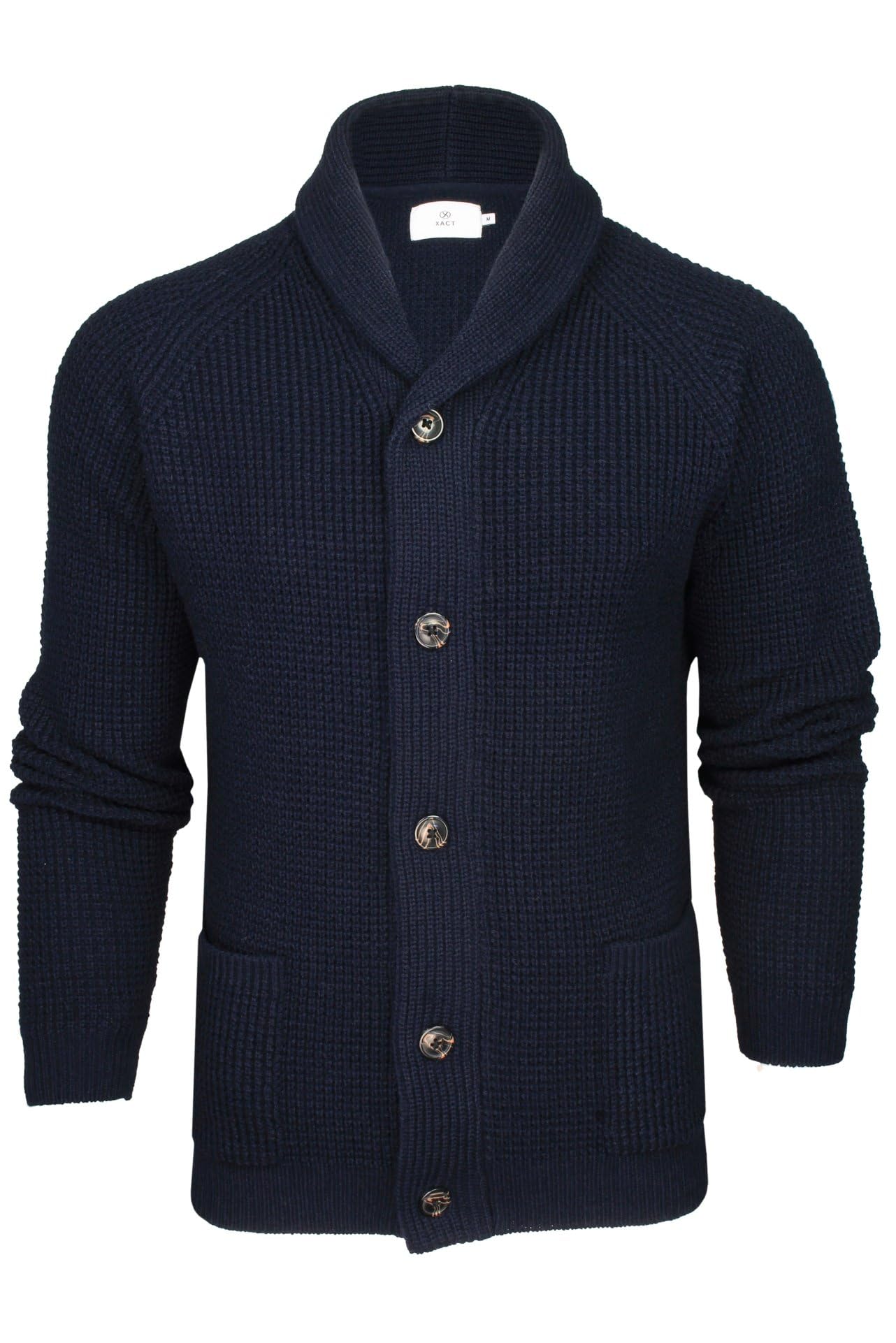 Xact Men's Waffle - Ink Waffle Knit Wool Blend Shawl Neck Cardigan (Waffle - Ink) Xl