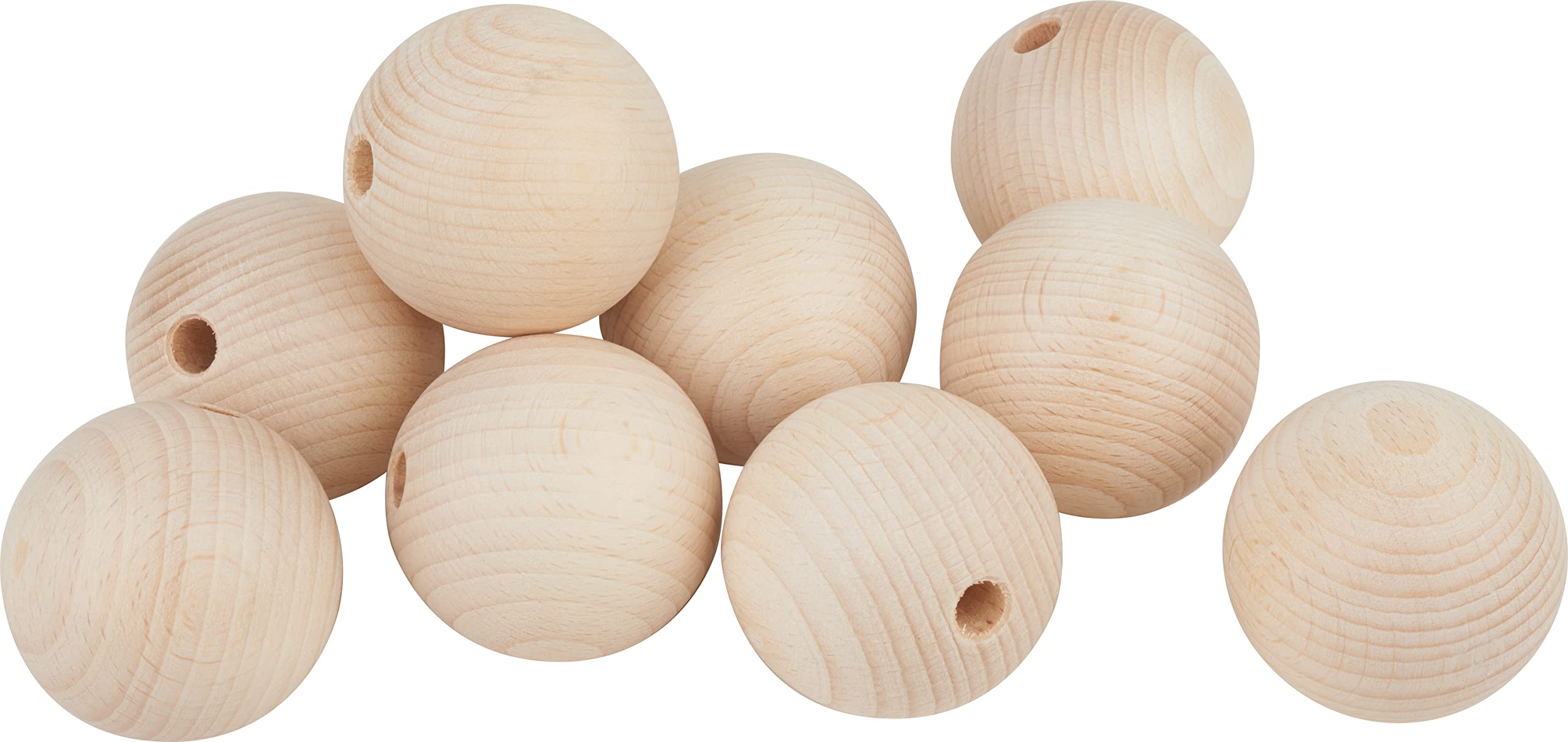 RA.6117300- 10 stuks houten ballen met half geboord gat RA.6117300- 10 stuks houten ballen met half geboord gat